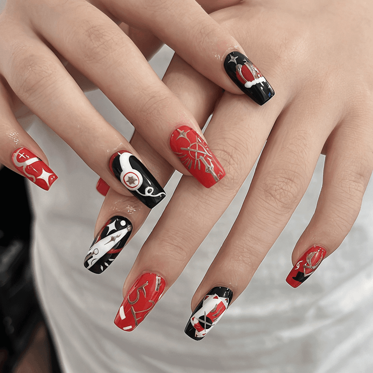 Press on nails, false nails, fake nails, acrylic nails, HeyxNails,coffin