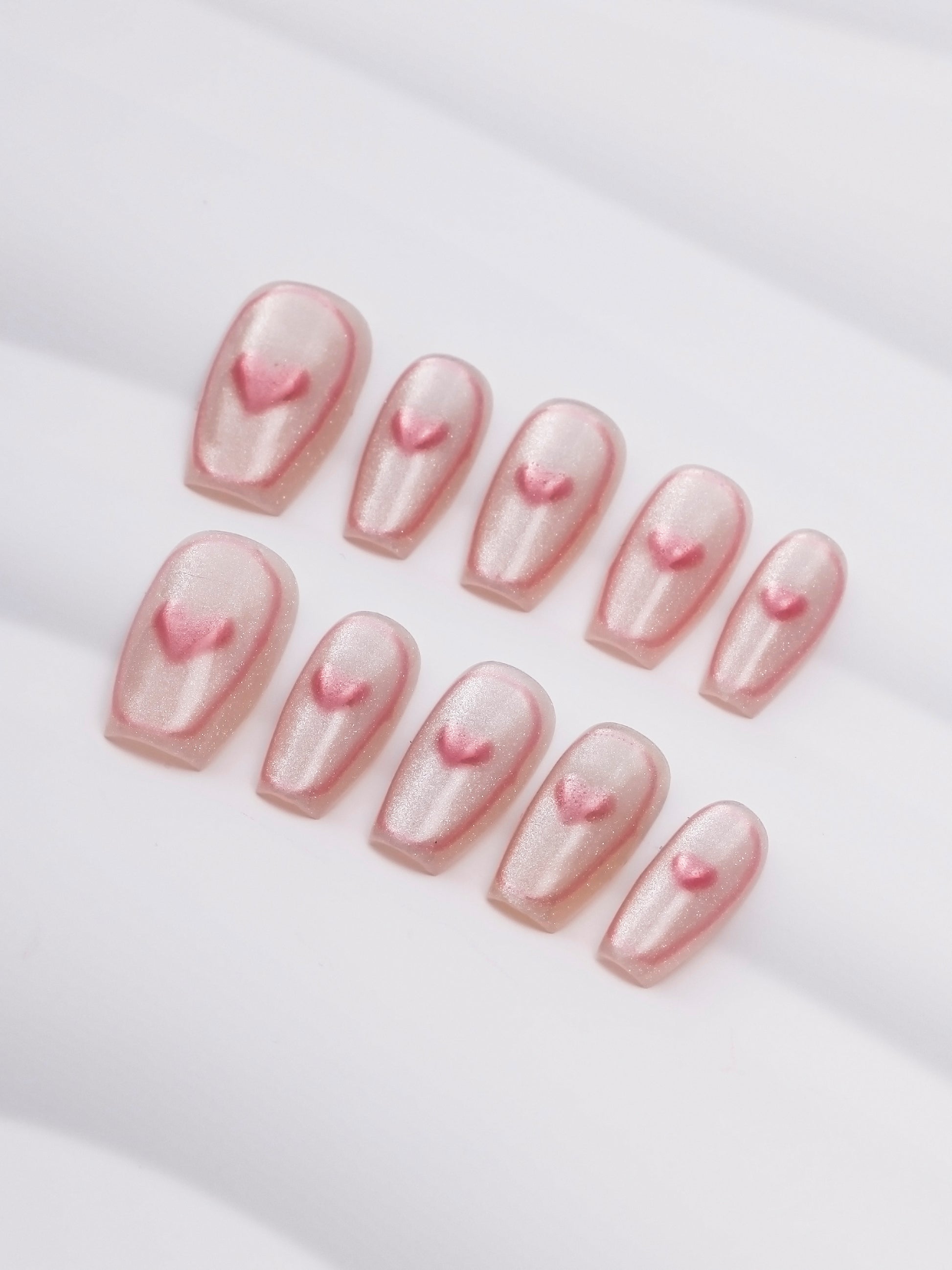 BlushHeartbeat| Cat-eyes Pink nails|Press on nails|Heyxnails