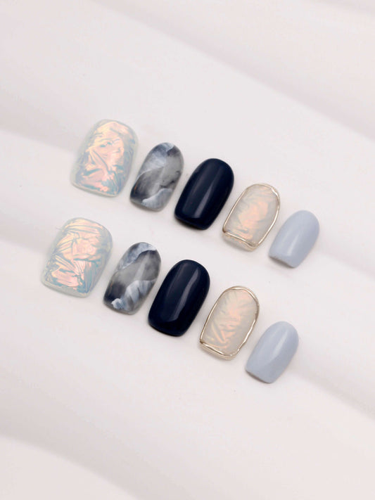 LunarReflection| Short round| Press on Nails