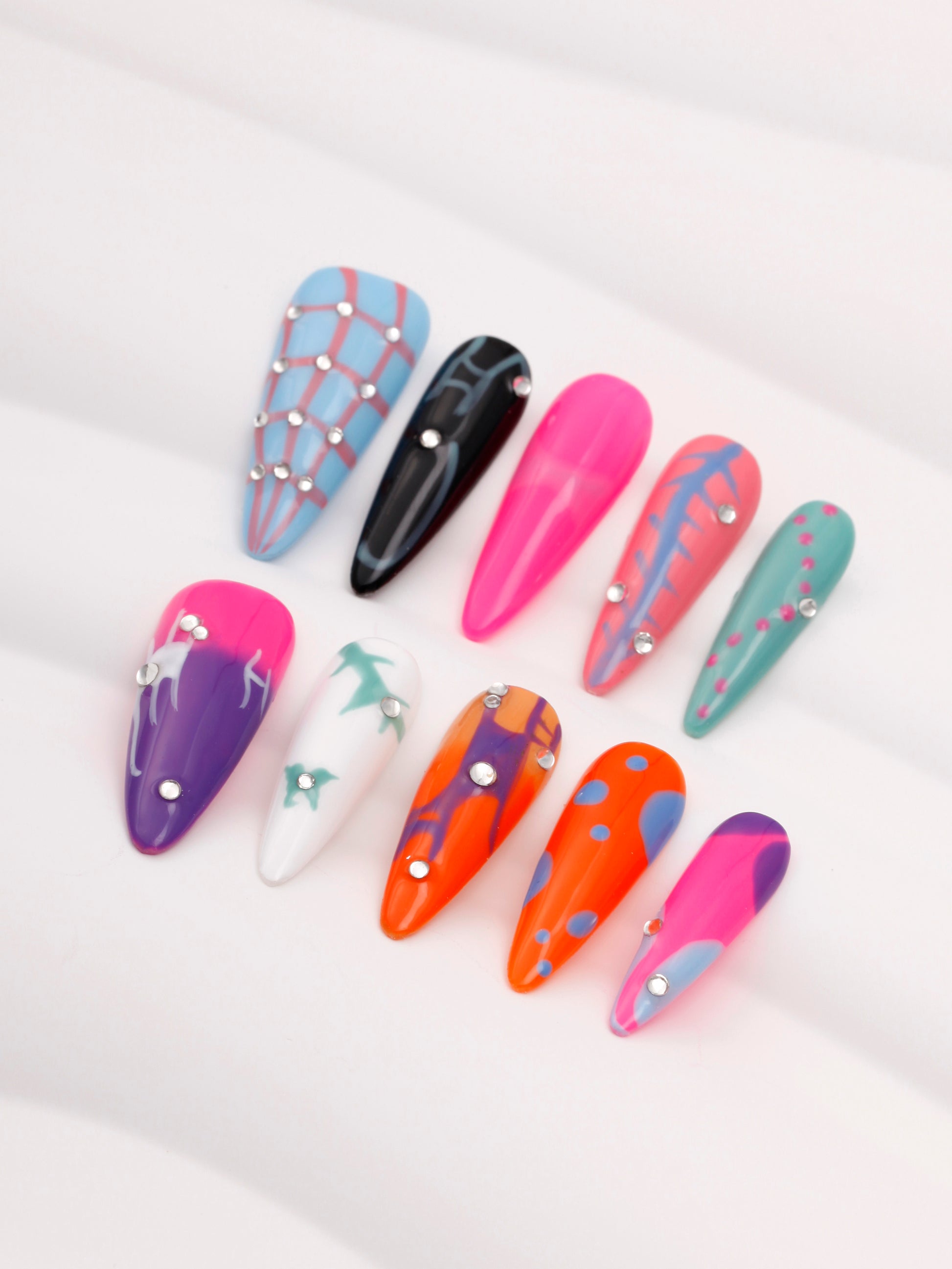 NeonFantasy | Medium stiletto| Press on nails| HeyxNails