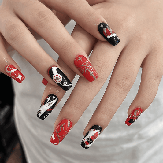 Press on nails, false nails, fake nails, acrylic nails, HeyxNails,coffin