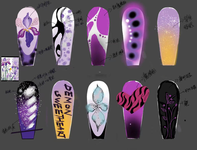 Press on nails, false nails, fake nails, acrylic nails, HeyxNails, coffin