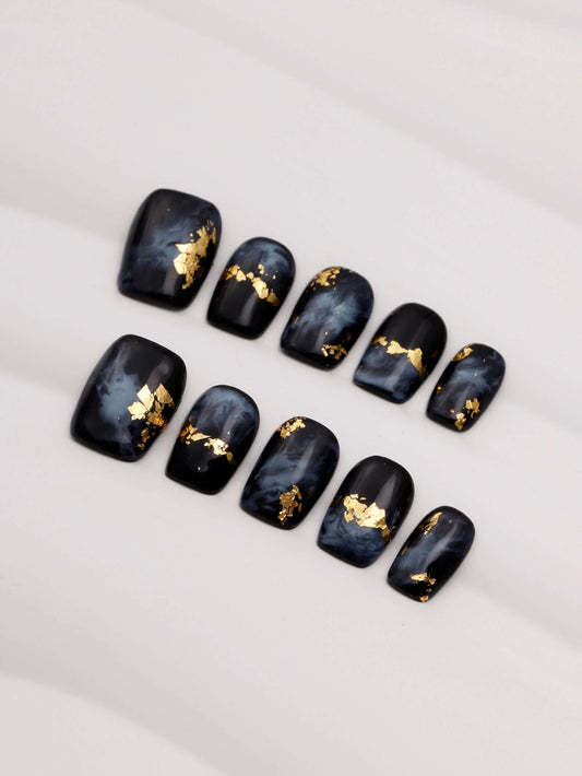 SwirlingMarble|Short Square Ombre|Press on acrylic nails